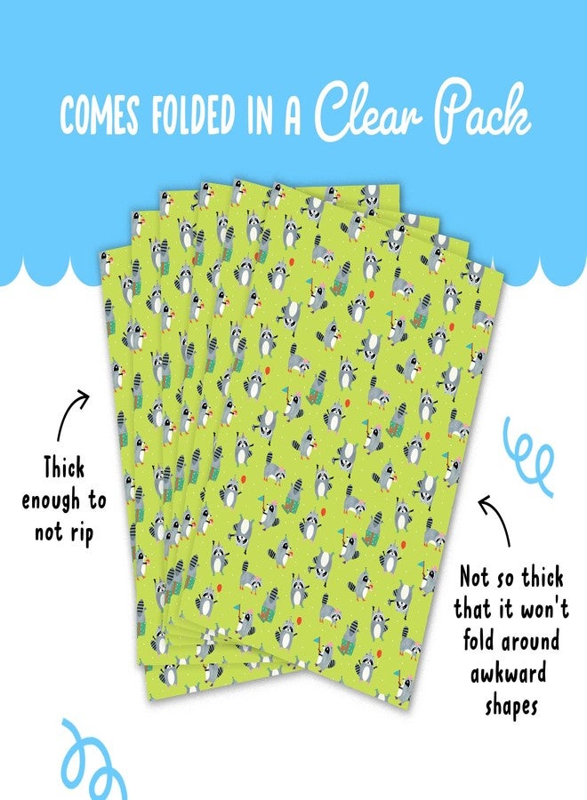CENTRAL 23 Raccoon Wrapping Paper Funny - 6 Sheets Of Birthday Gift Wrap - Party Raccoons - Green Wrapping Paper For Men Women Kids - Comes With Stickers - Recyclable - Image 4